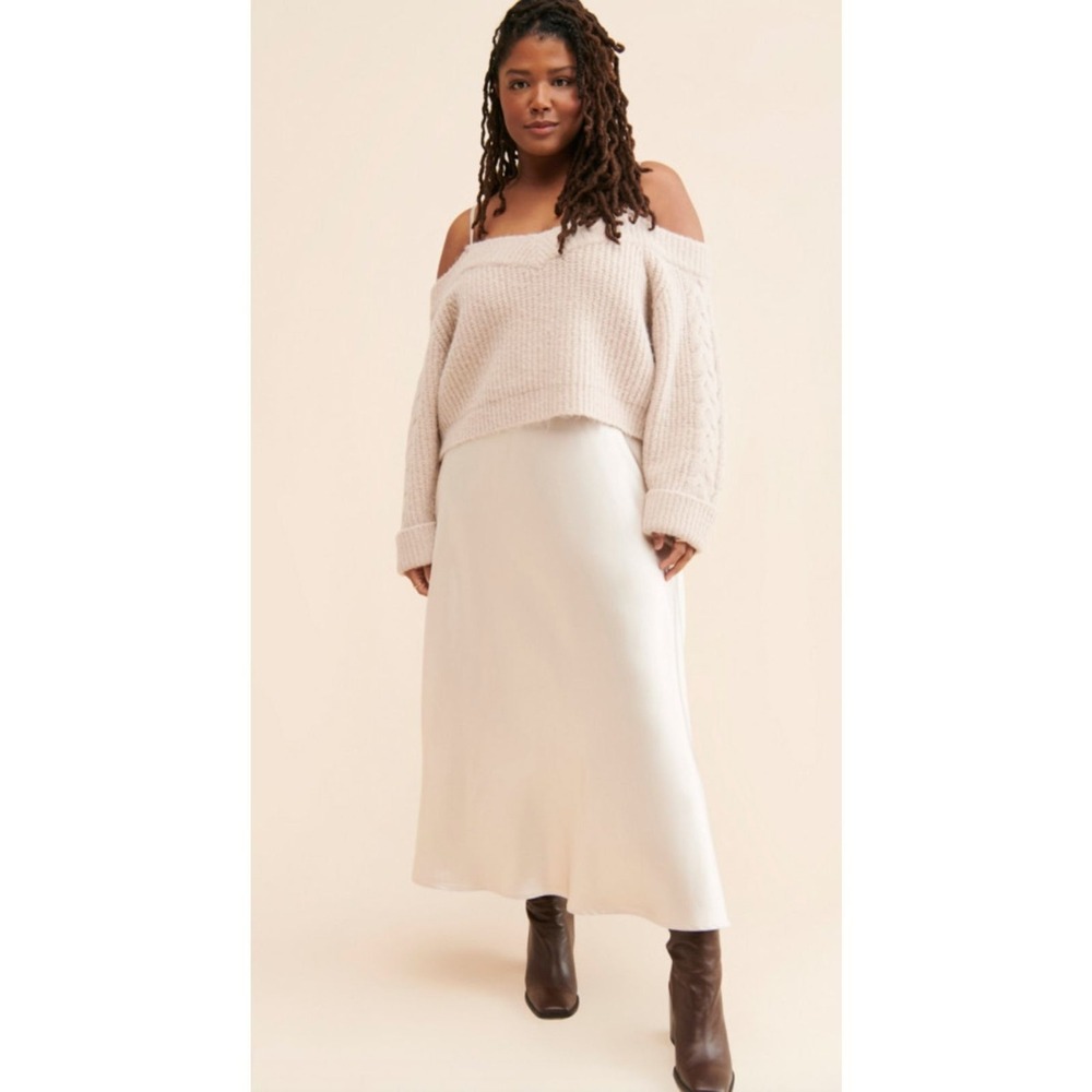 Mare Mare x Anthropologie Pearl Two-Piece Slip‎ Dress & Sweater Set 1X New